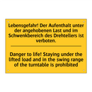 Lebensgefahr! Der Aufenthalt unter /.../ - Danger to life! Staying under /.../