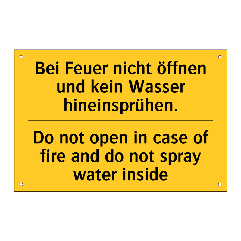 Bei Feuer nicht öffnen und kein /.../ - Do not open in case of fire and /.../