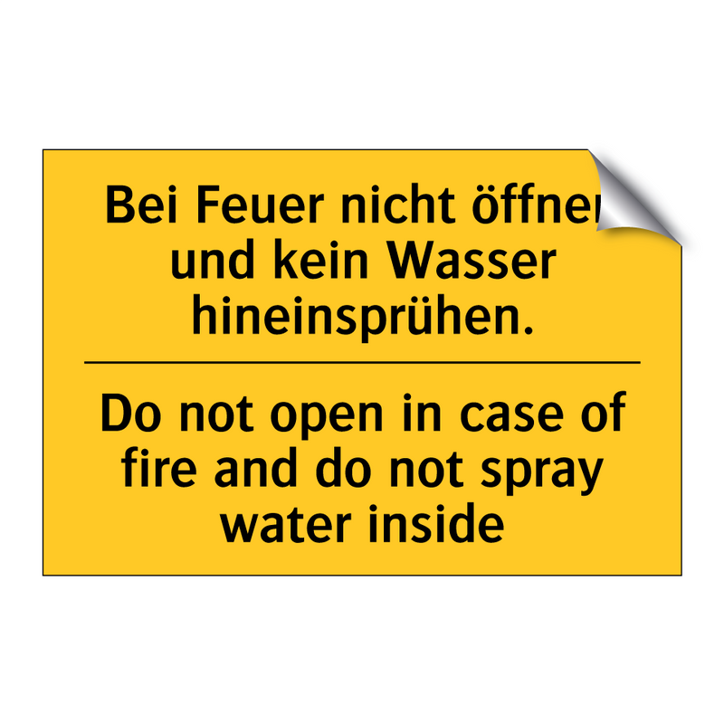 Bei Feuer nicht öffnen und kein /.../ - Do not open in case of fire and /.../