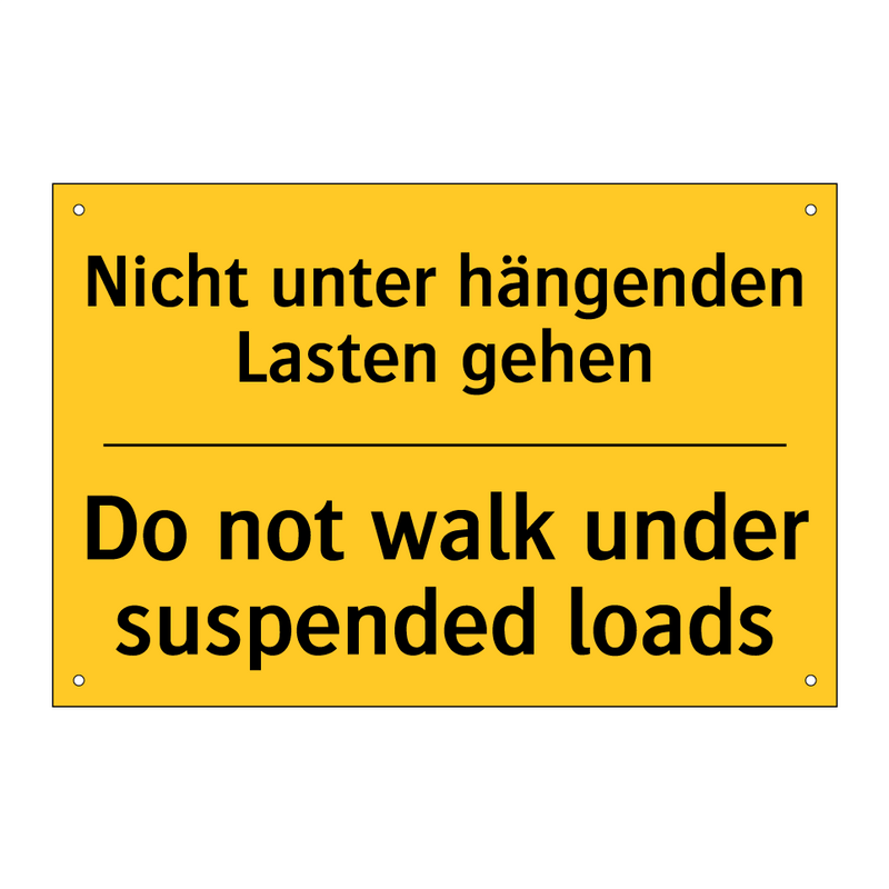 Nicht unter hängenden Lasten gehen/.../ - Do not walk under suspended loads/.../