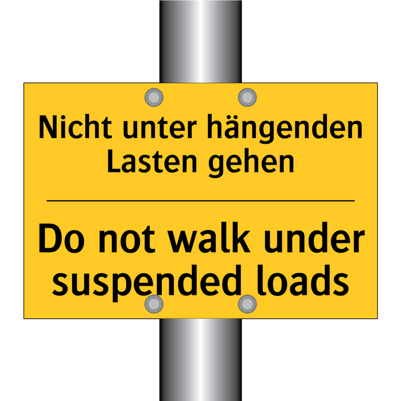 Nicht unter hängenden Lasten gehen/.../ - Do not walk under suspended loads/.../