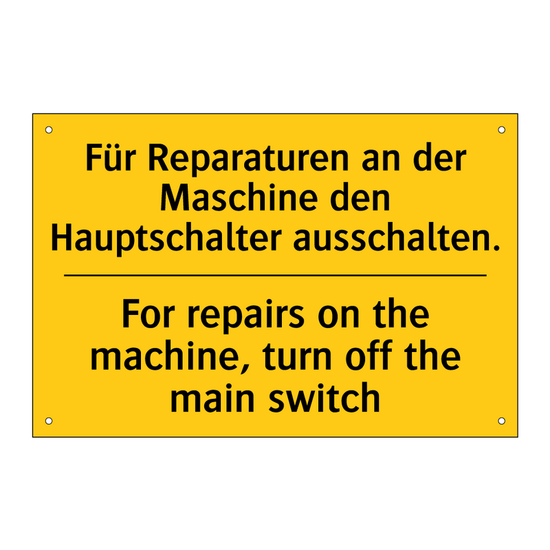 Für Reparaturen an der Maschine /.../ - For repairs on the machine, turn /.../