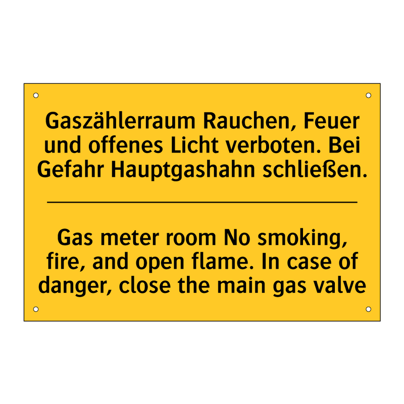 Gaszählerraum Rauchen, Feuer und /.../ - Gas meter room No smoking, fire, /.../
