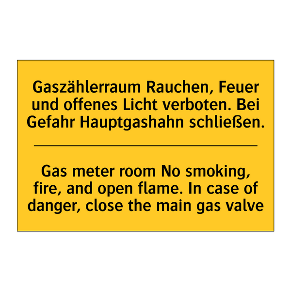 Gaszählerraum Rauchen, Feuer und /.../ - Gas meter room No smoking, fire, /.../