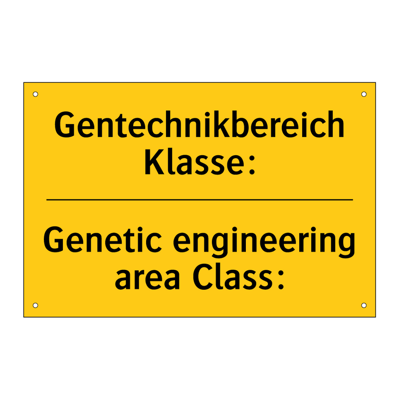 Gentechnikbereich Klasse: - Genetic engineering area Class:/.../