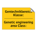 Gentechnikbereich Klasse: - Genetic engineering area Class:/.../