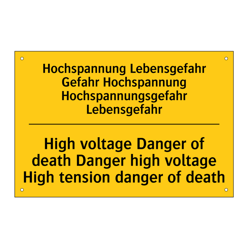 Hochspannung Lebensgefahr Gefahr /.../ - High voltage Danger of death Danger /.../