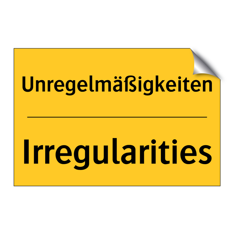 Unregelmäßigkeiten - Irregularities