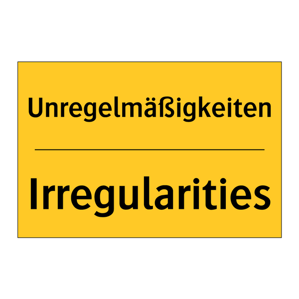 Unregelmäßigkeiten - Irregularities