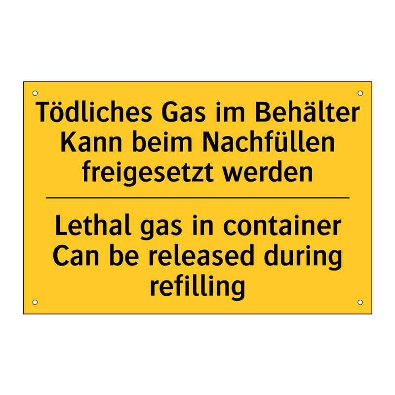 Tödliches Gas im Behälter Kann /.../ - Lethal gas in container Can be /.../
