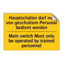 Hauptschalter darf nur von geschultem /.../ - Main switch Must only be operated /.../