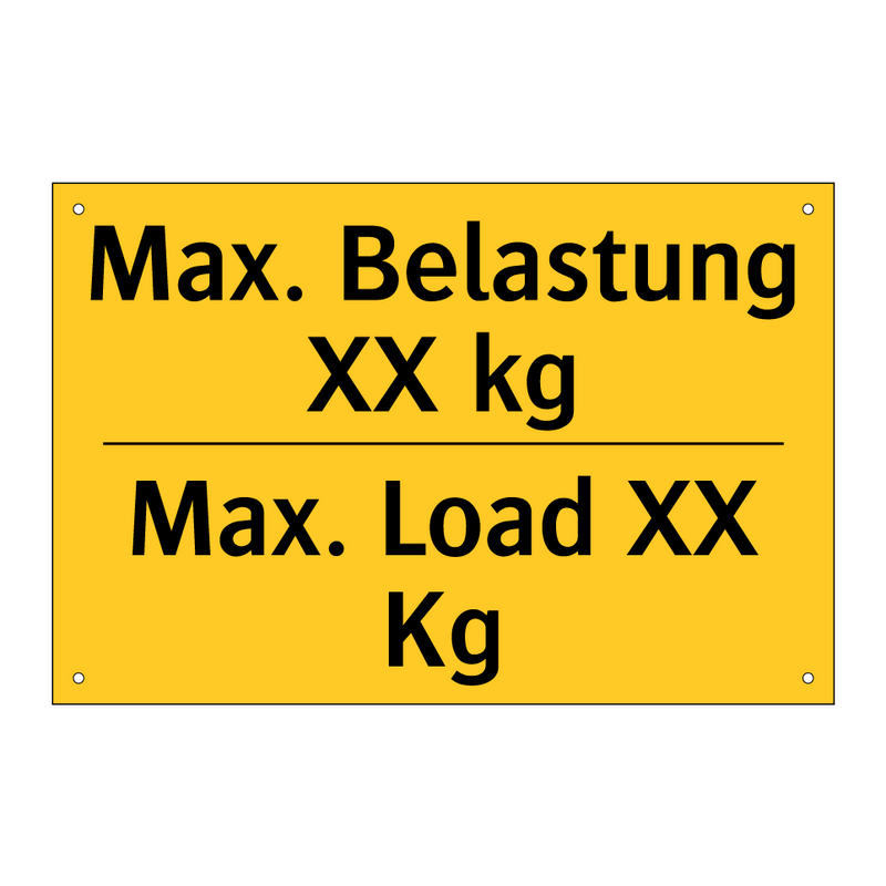 Max. Belastung XX kg - Max. Load XX Kg