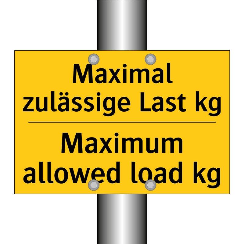 Maximal zulässige Last kg - Maximum allowed load kg