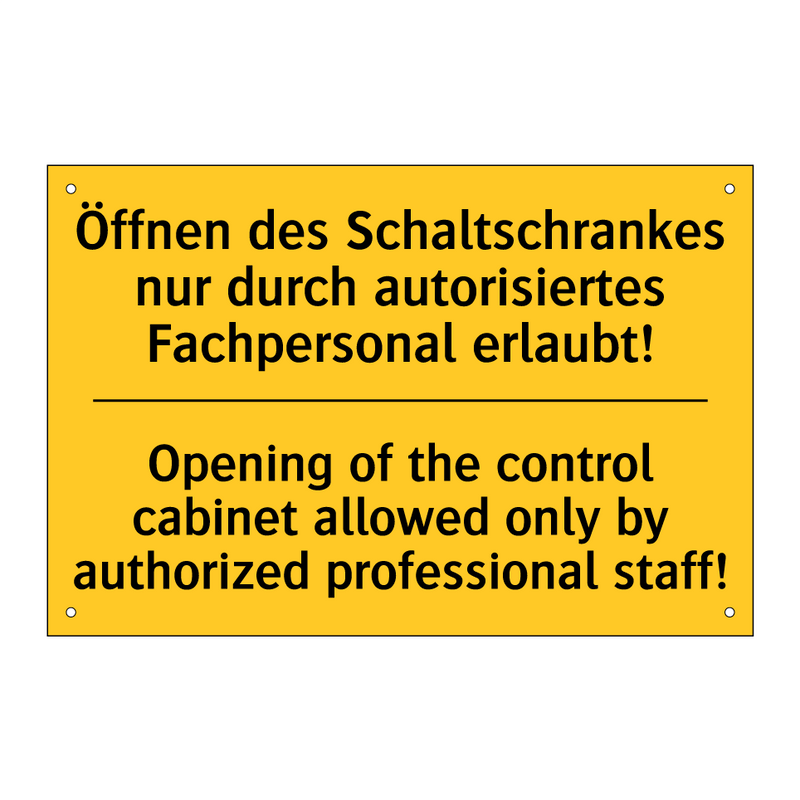 Öffnen des Schaltschrankes nur /.../ - Opening of the control cabinet /.../