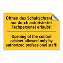 Öffnen des Schaltschrankes nur /.../ - Opening of the control cabinet /.../