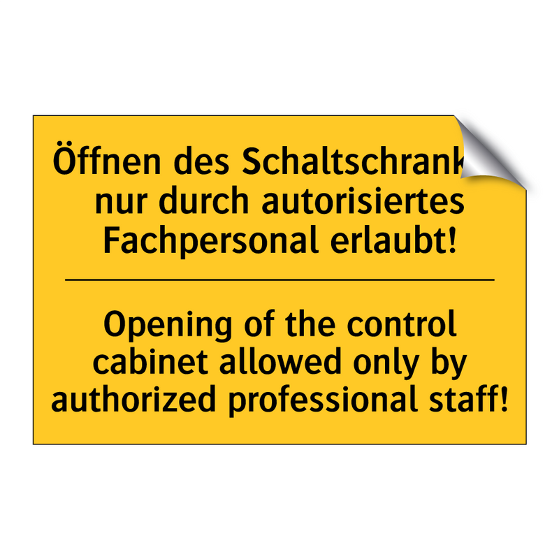 Öffnen des Schaltschrankes nur /.../ - Opening of the control cabinet /.../