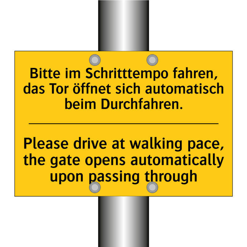 Bitte im Schritttempo fahren, /.../ - Please drive at walking pace, /.../