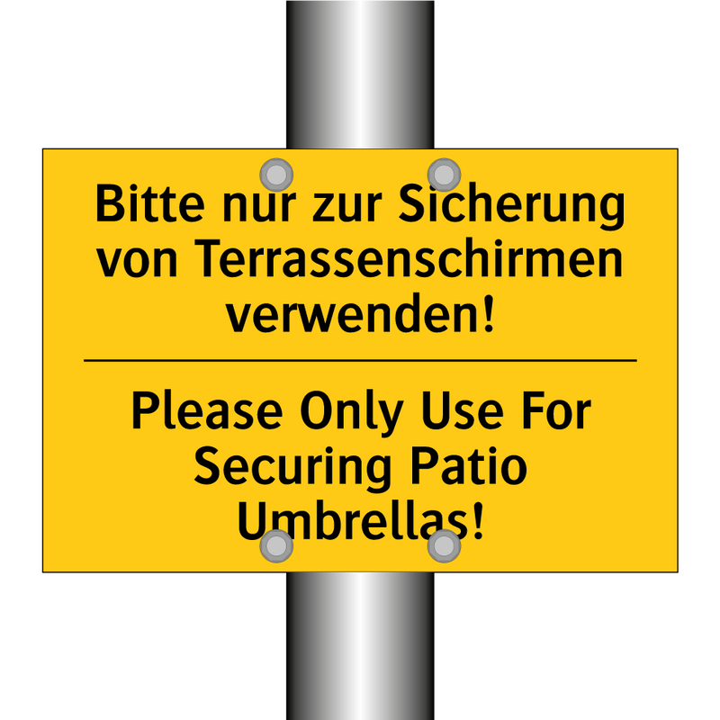 Bitte nur zur Sicherung von Terrassenschirmen /.../ - Please Only Use For Securing Patio /.../