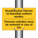 Druckflaschen müssen im Brandfall /.../ - Pressure cylinders must be removed /.../