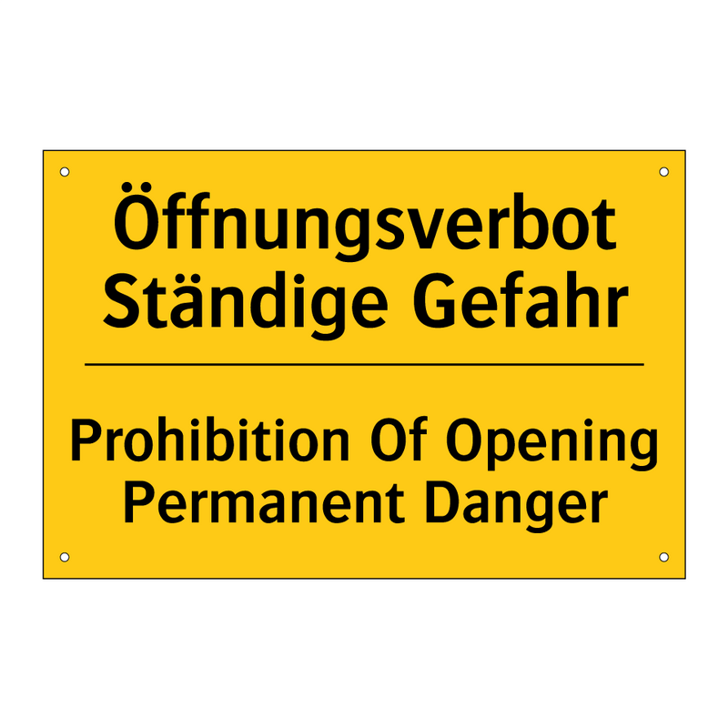 Öffnungsverbot Ständige Gefahr - Prohibition Of Opening Permanent /.../