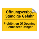 Öffnungsverbot Ständige Gefahr - Prohibition Of Opening Permanent /.../