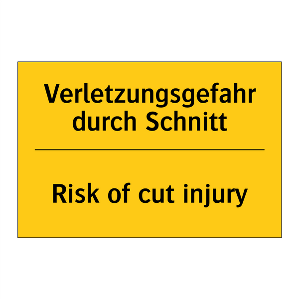Verletzungsgefahr durch Schnitt/.../ - Risk of cut injury