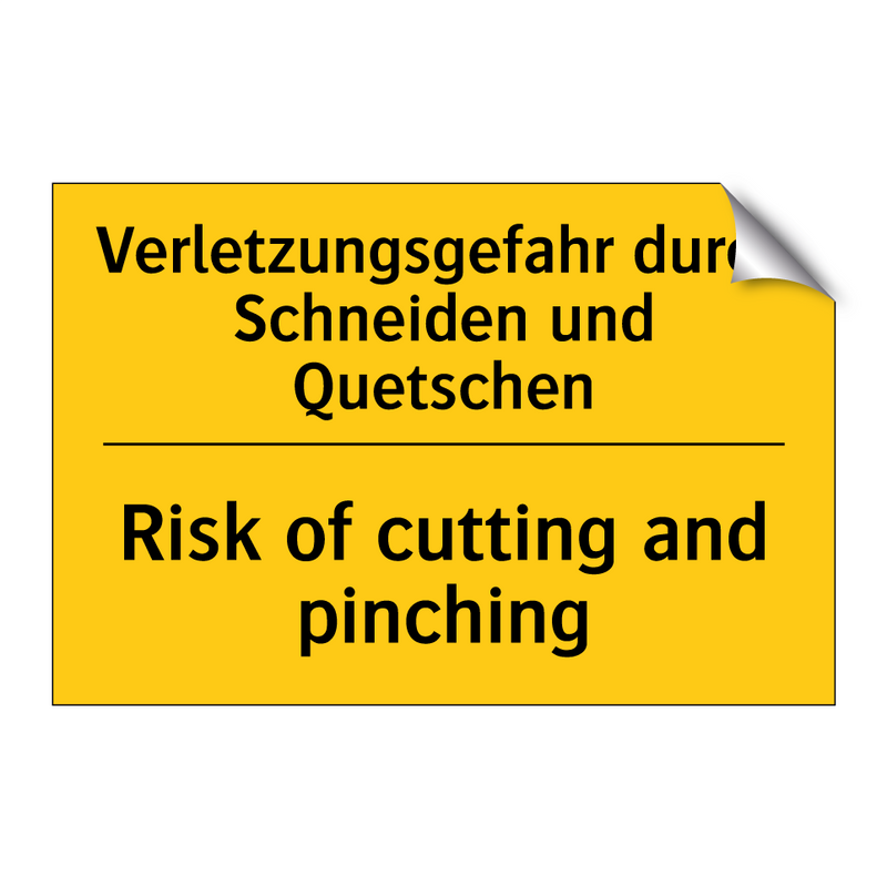 Verletzungsgefahr durch Schneiden /.../ - Risk of cutting and pinching
