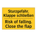 Sturzgefahr. Klappe schließen - Risk of falling. Close the flap/.../