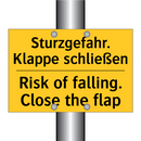 Sturzgefahr. Klappe schließen - Risk of falling. Close the flap/.../