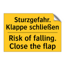 Sturzgefahr. Klappe schließen - Risk of falling. Close the flap/.../