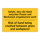Gefahr, dass die Hand zwischen /.../ - Risk of hand being crushed between /.../