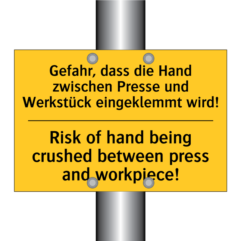 Gefahr, dass die Hand zwischen /.../ - Risk of hand being crushed between /.../