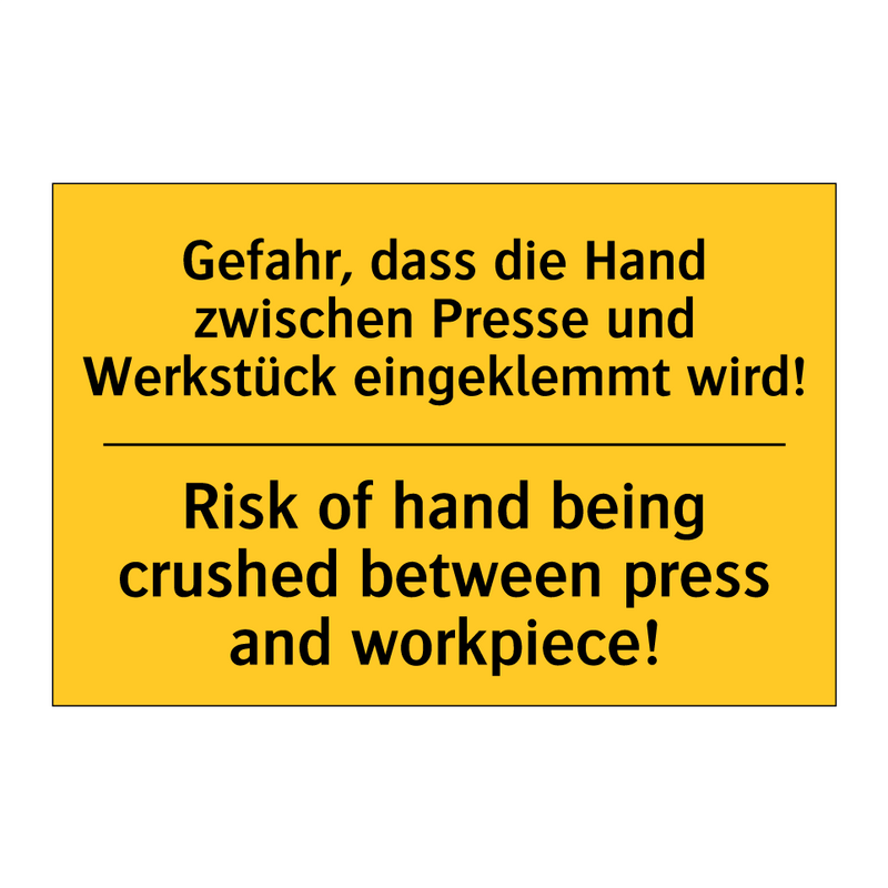 Gefahr, dass die Hand zwischen /.../ - Risk of hand being crushed between /.../