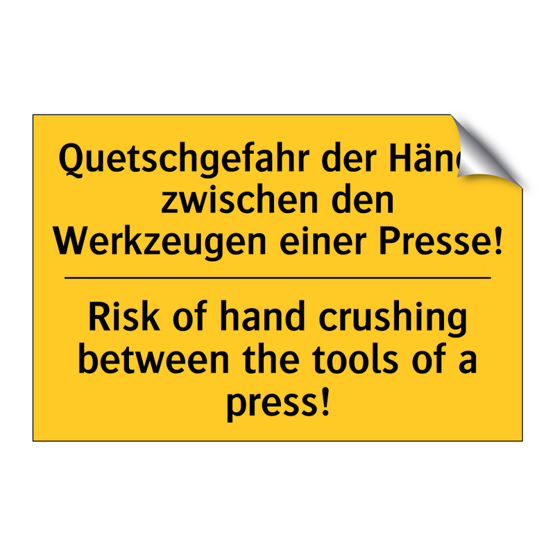 Quetschgefahr der Hände zwischen /.../ - Risk of hand crushing between /.../