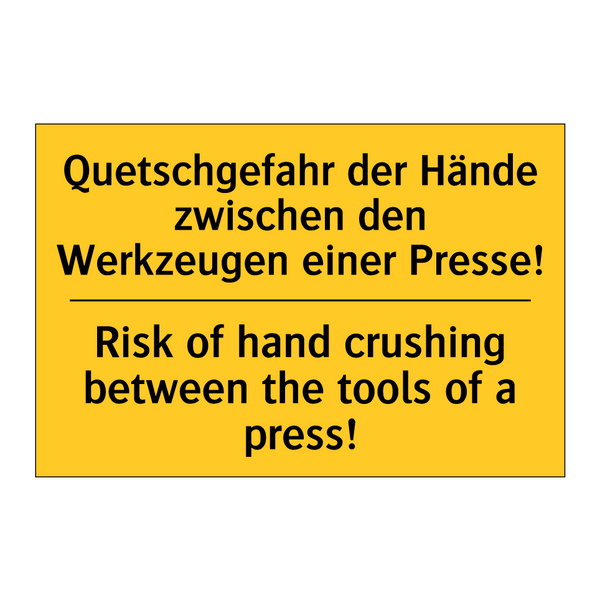 Quetschgefahr der Hände zwischen /.../ - Risk of hand crushing between /.../
