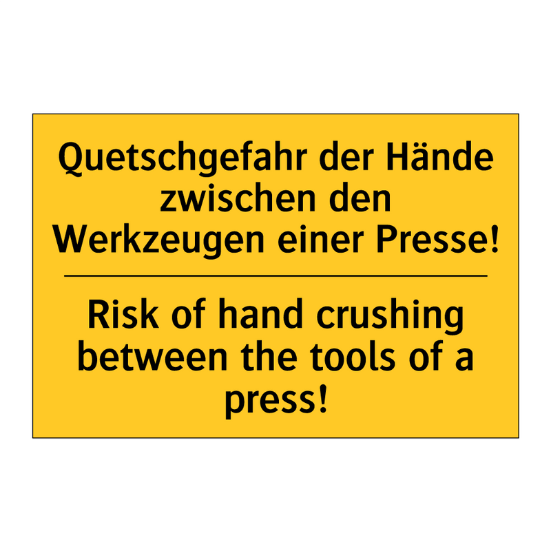 Quetschgefahr der Hände zwischen /.../ - Risk of hand crushing between /.../