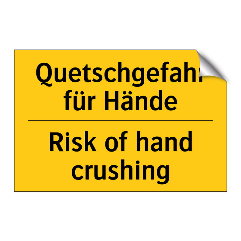 Quetschgefahr für Hände - Risk of hand crushing