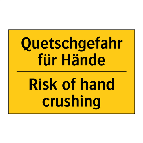 Quetschgefahr für Hände - Risk of hand crushing