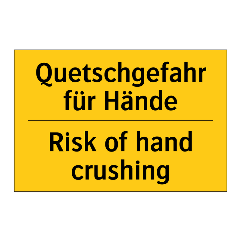 Quetschgefahr für Hände - Risk of hand crushing