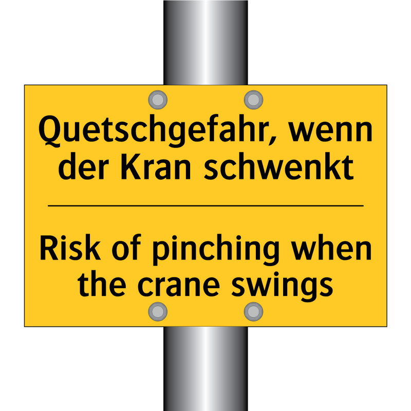 Quetschgefahr, wenn der Kran schwenkt/.../ - Risk of pinching when the crane /.../