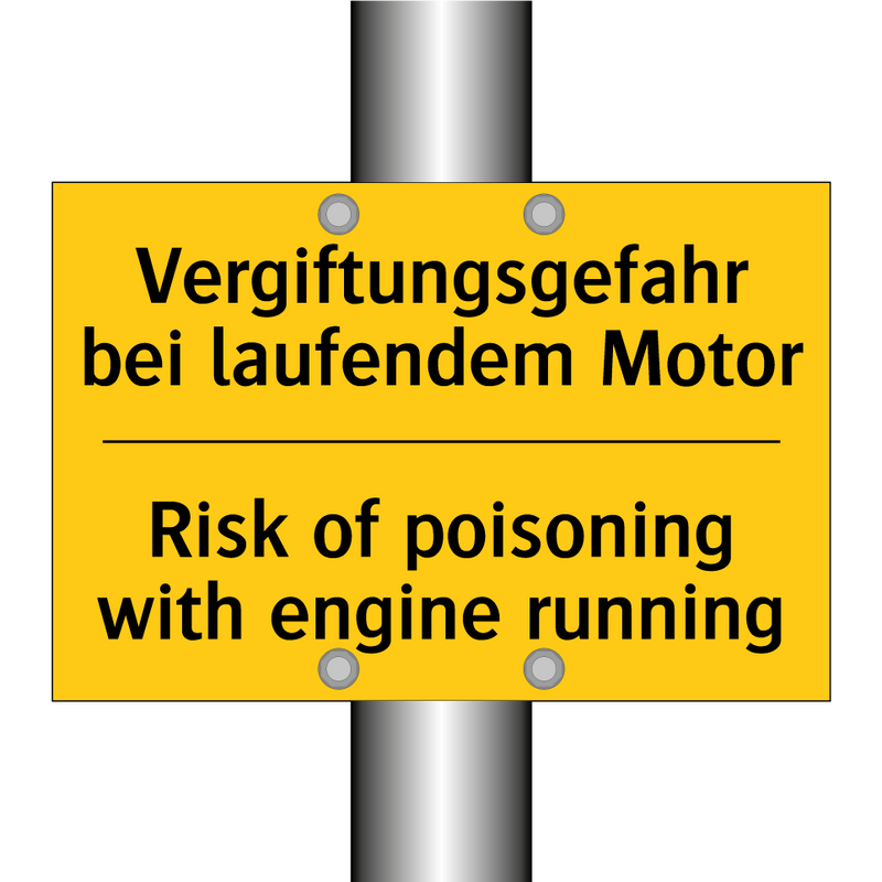 Vergiftungsgefahr bei laufendem /.../ - Risk of poisoning with engine /.../