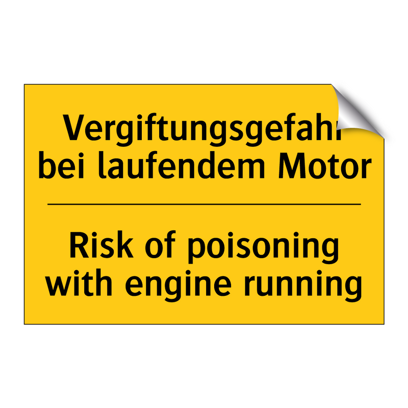 Vergiftungsgefahr bei laufendem /.../ - Risk of poisoning with engine /.../