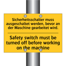 Sicherheitsschalter muss ausgeschaltet /.../ - Safety switch must be turned off /.../