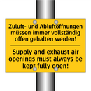 Zuluft- und Abluftöffnungen müssen /.../ - Supply and exhaust air openings /.../