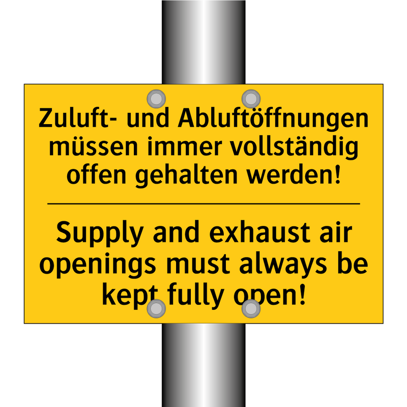 Zuluft- und Abluftöffnungen müssen /.../ - Supply and exhaust air openings /.../