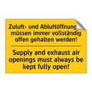 Zuluft- und Abluftöffnungen müssen /.../ - Supply and exhaust air openings /.../