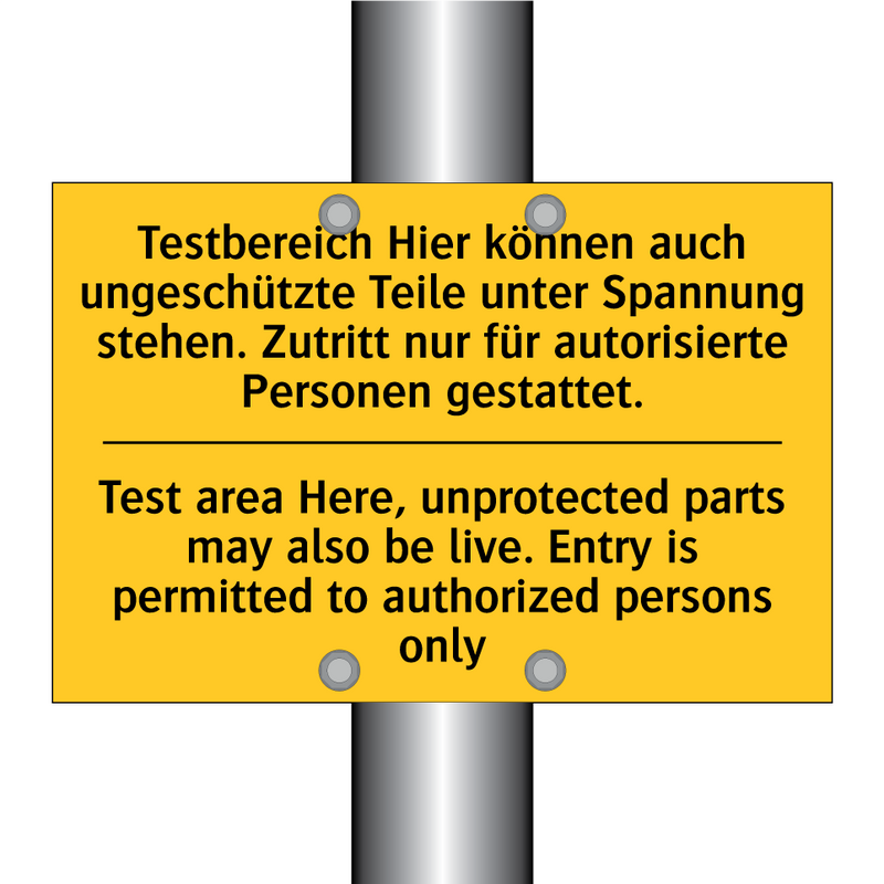 Testbereich Hier können auch ungeschützte /.../ - Test area Here, unprotected parts /.../