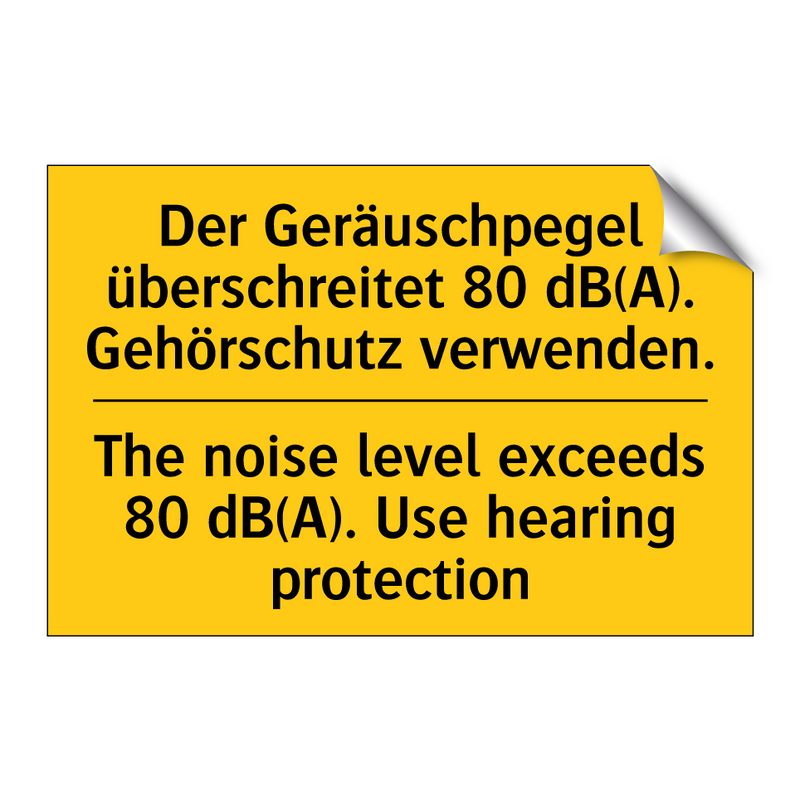 Der Geräuschpegel überschreitet /.../ - The noise level exceeds 80 dB(A). /.../