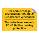Der Geräuschpegel überschreitet /.../ - The noise level exceeds 85 dB /.../