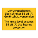 Der Geräuschpegel überschreitet /.../ - The noise level exceeds 85 dB /.../